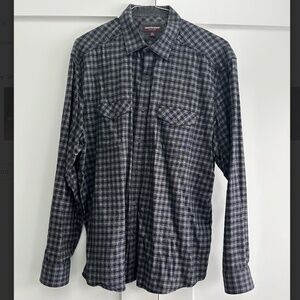 Johnston & Murphy Men's Button Up Shirt Checkered Black Size XXL